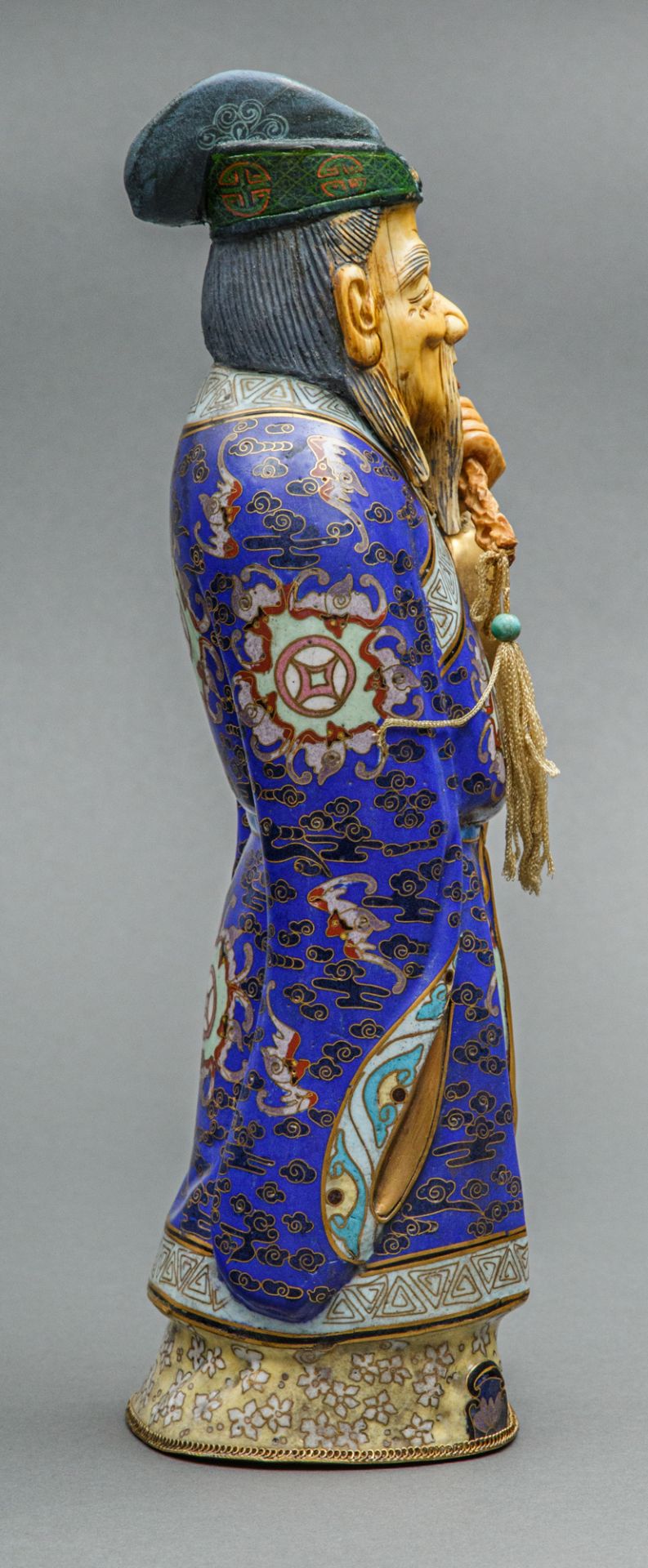 Cloisonné Figur, hochherrschaftlicher Hofbeamter, China, 20 Jh. - Bild 4 aus 5