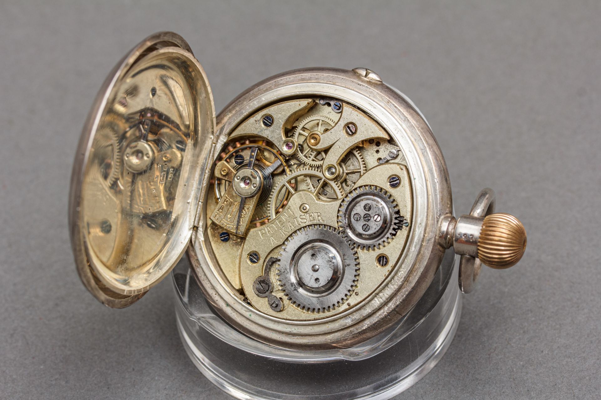 Silbertaschenuhr mit springender Stunde und Minute, Systeme A. Kaiser Brevete, 1897 - Bild 4 aus 5