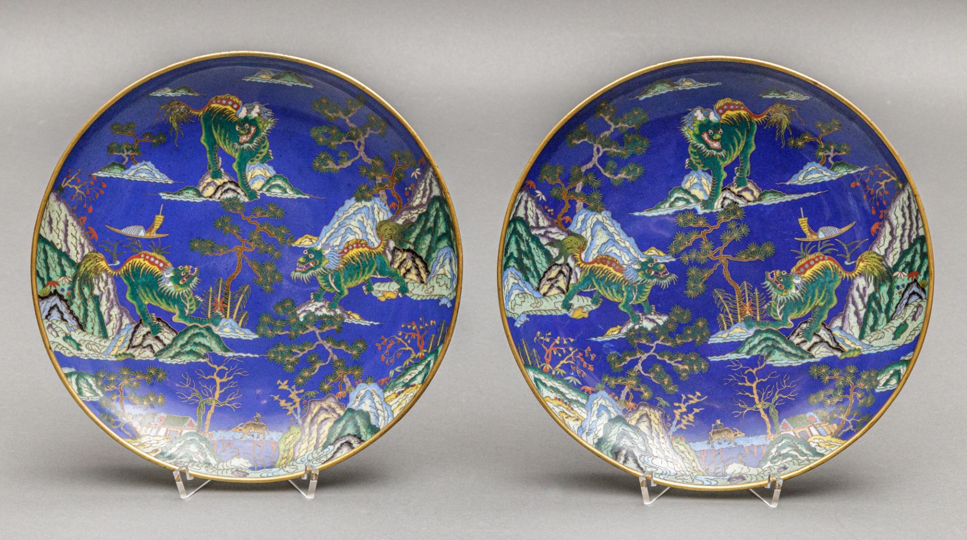 Paar Cloisonné Teller, China, wohl Qing Dynastie, 1644-1911 - Bild 5 aus 5