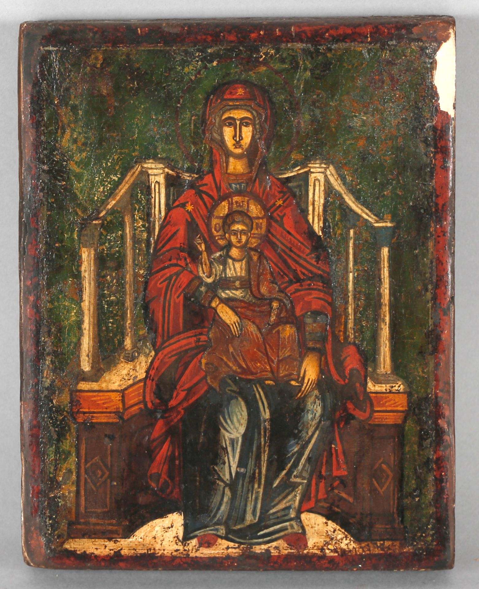 Thronende Madonna (Nikopoia) mit dem Jesusknaben, Ikone, Griechenland, 19. Jh.