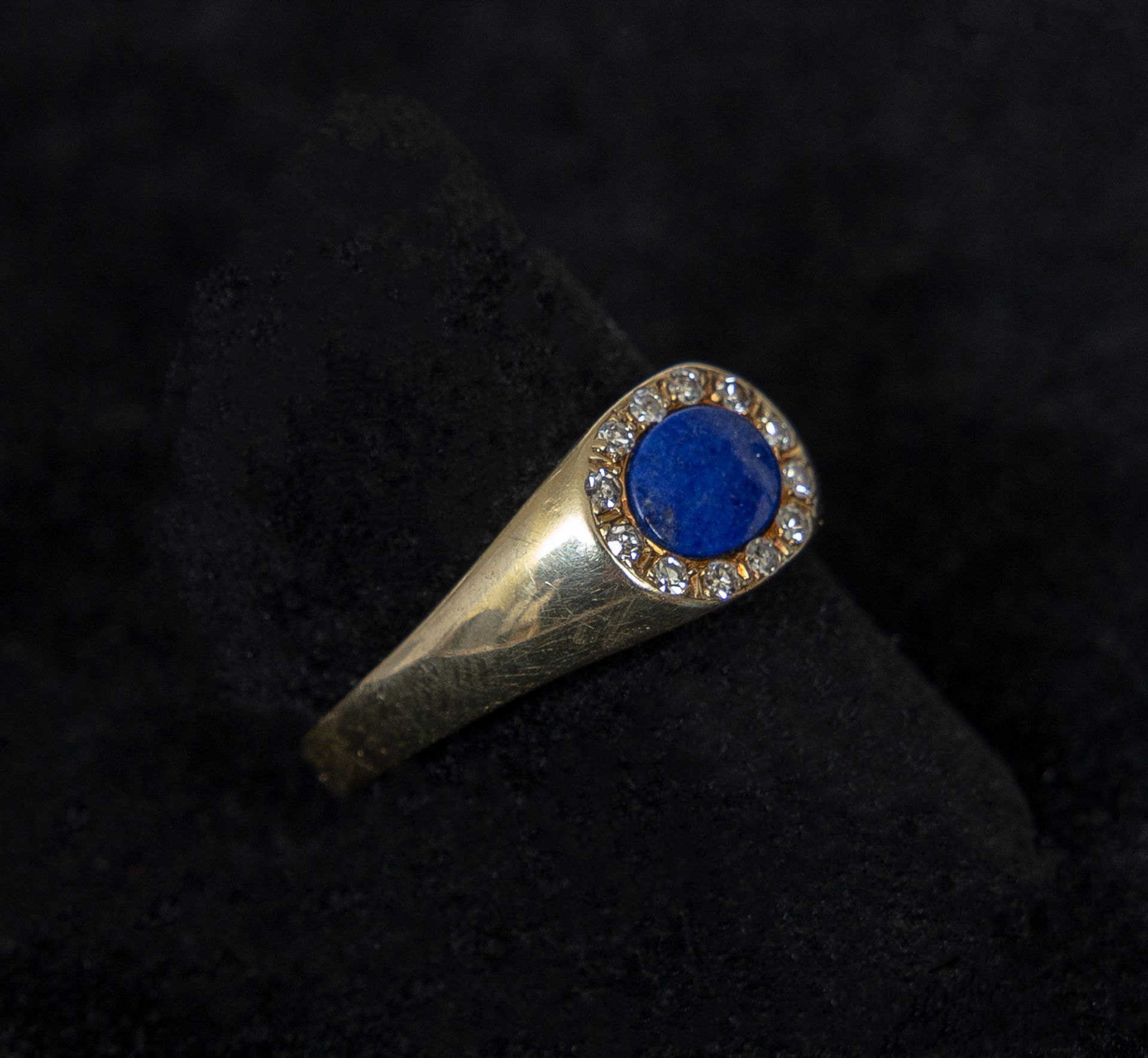 Ring mit Lapislazuli und Diamanten, 585 GG - Bild 4 aus 4