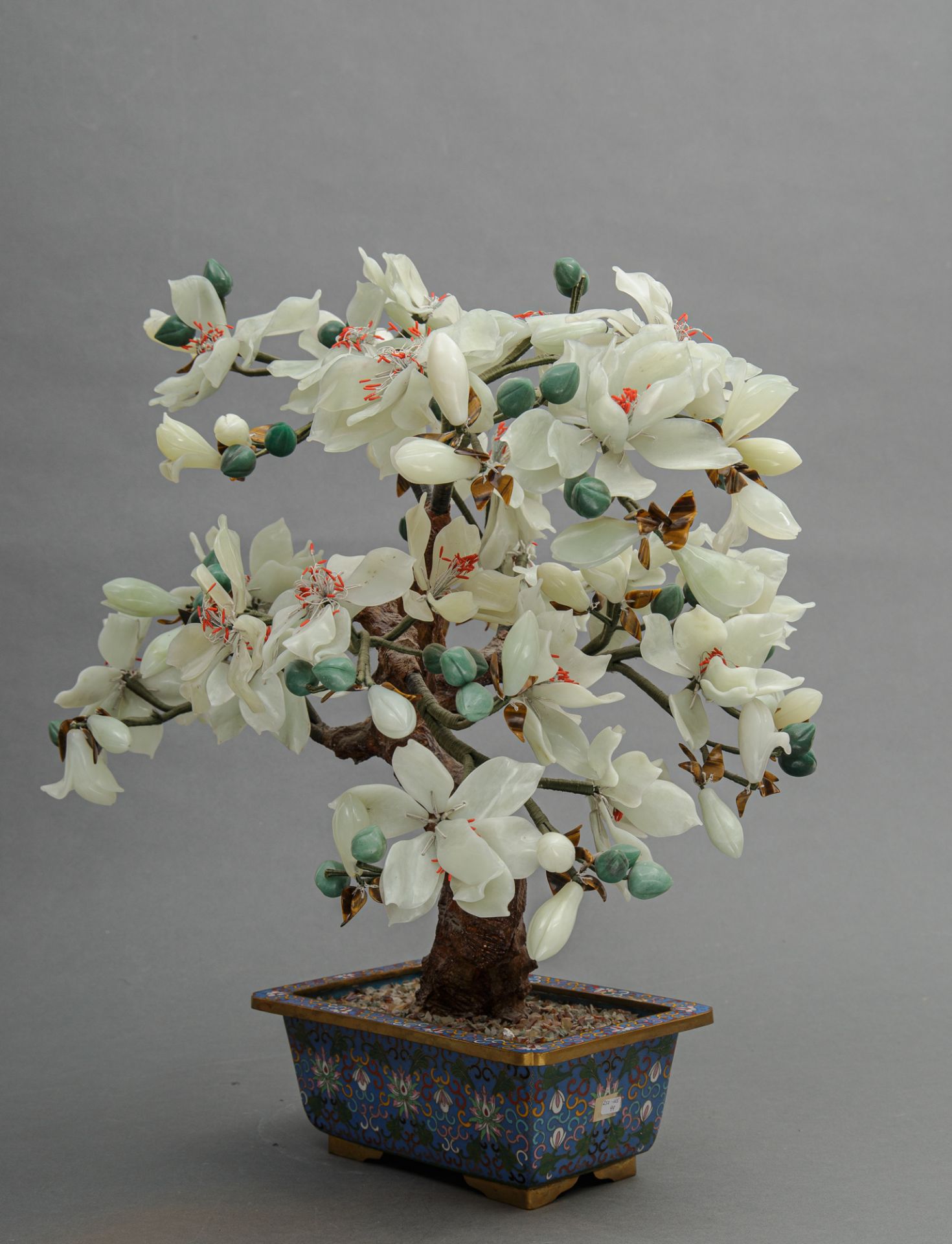 Edelsteinbaum in Cloisonné-Schale, China, 20 Jh. - Image 3 of 3