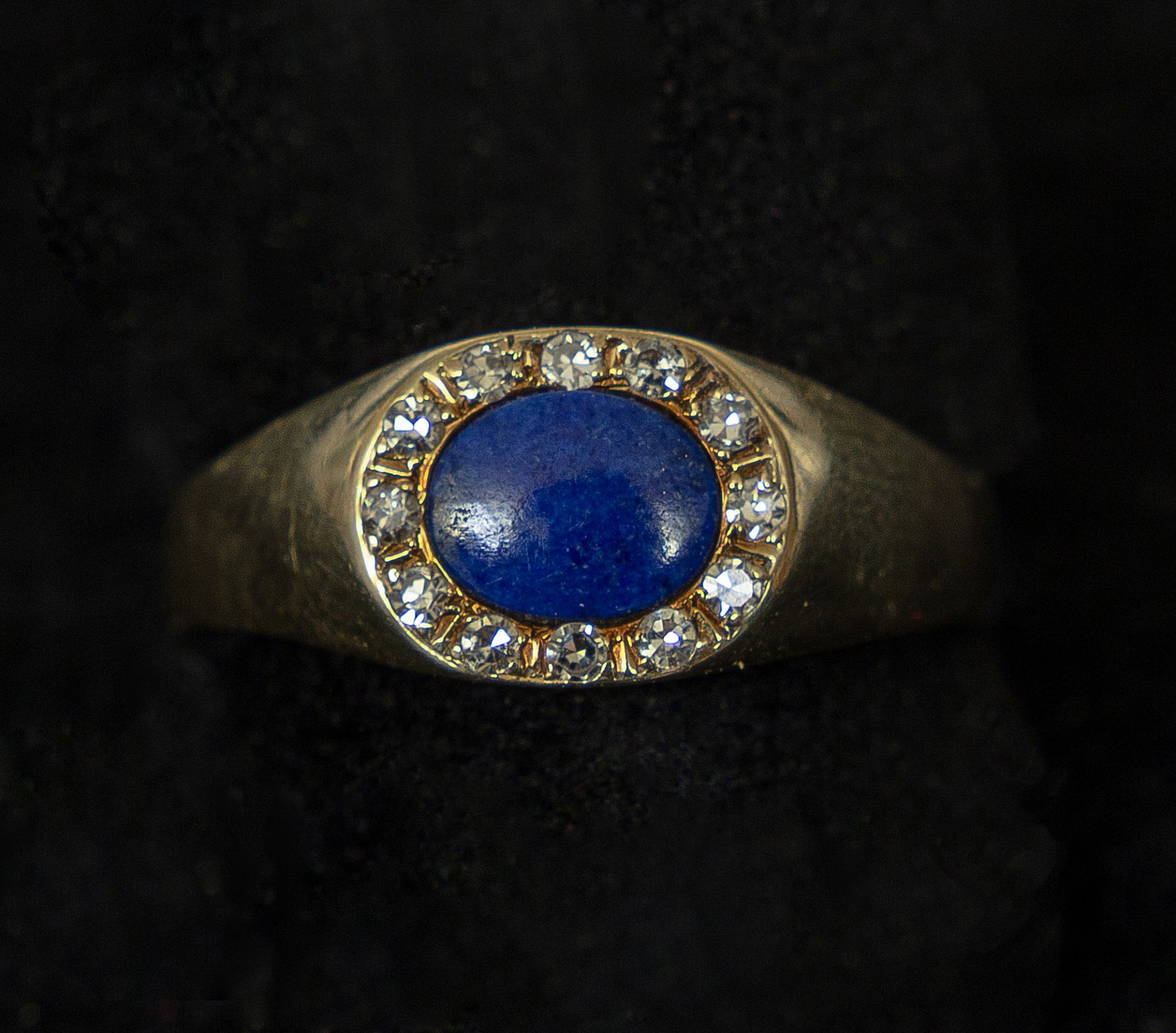 Ring mit Lapislazuli und Diamanten, 585 GG - Bild 3 aus 4