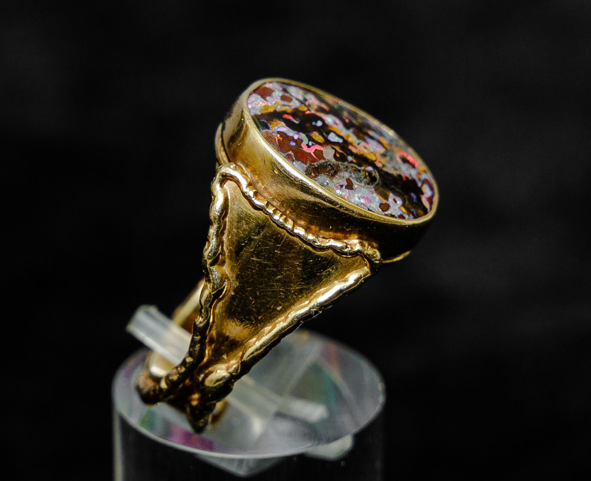 Ring mit ovalem schwarzem Opal, GG 750 - Image 3 of 6