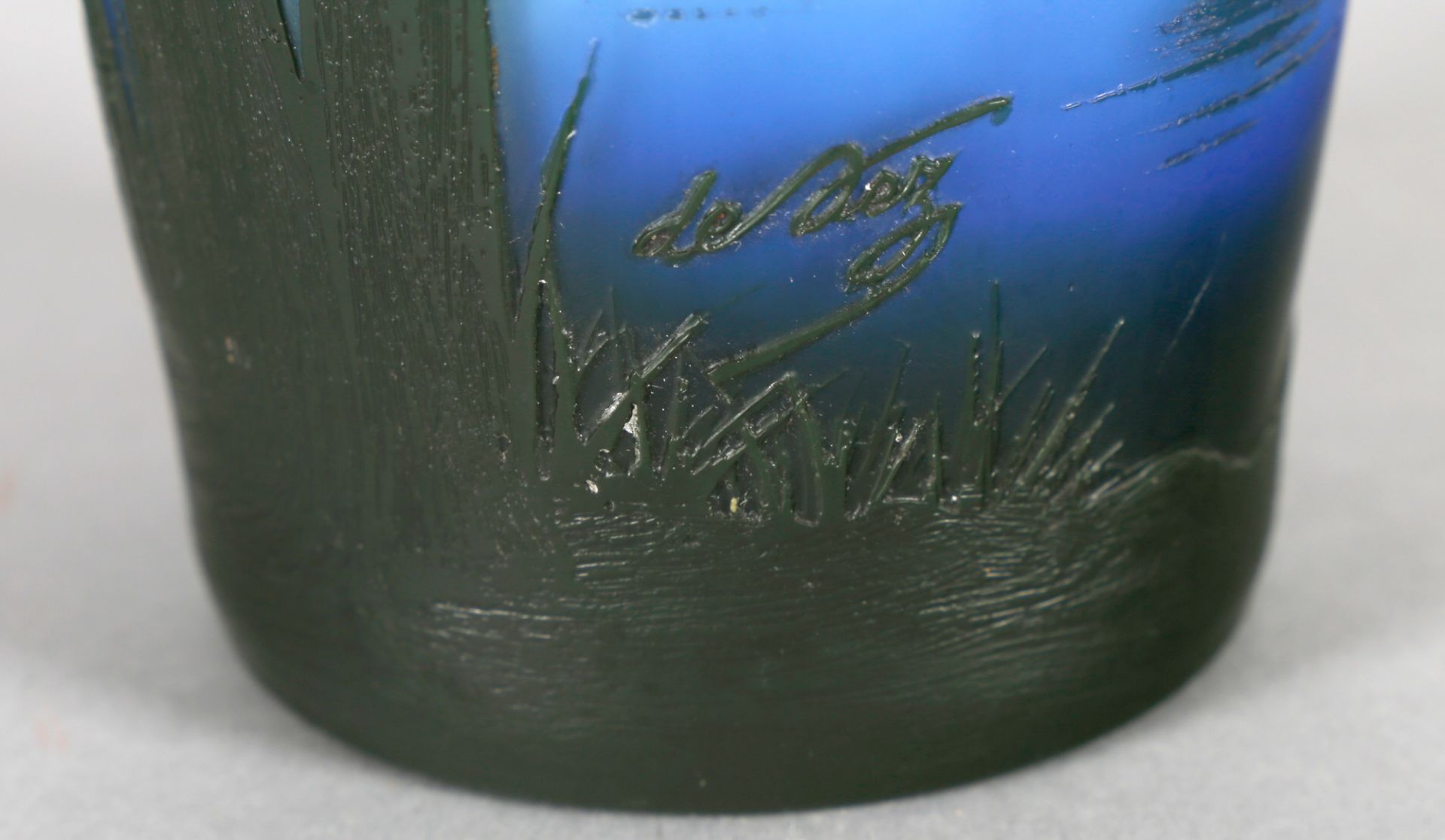 Vase mit Gebirgssee, de Vez, um 1907-1910, Cristallerie de Pantin (bei Paris) - Bild 3 aus 3