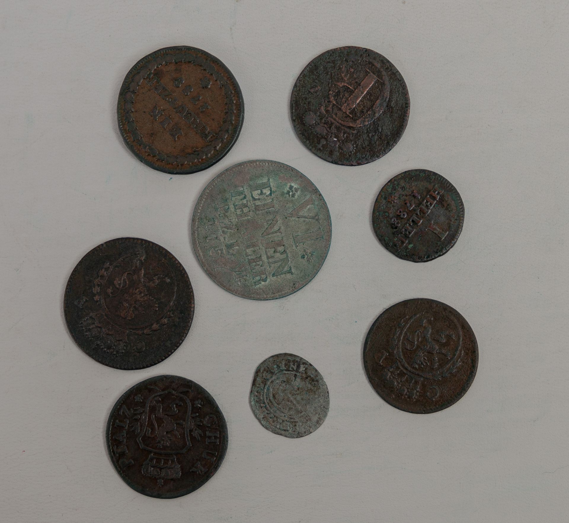 8 pfälzische Kleinmünzen, 2. H. 18. Jh.