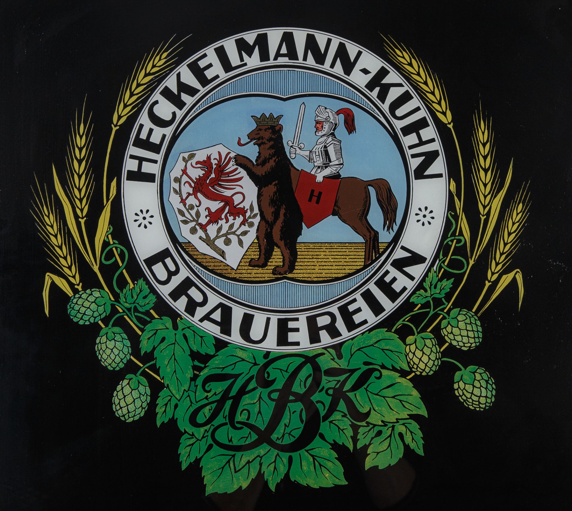 Brauerei-Reklameschild, 'Heckelmann-Kuhn Spezial-Biere', wohl 1930er Jahre - Bild 2 aus 2