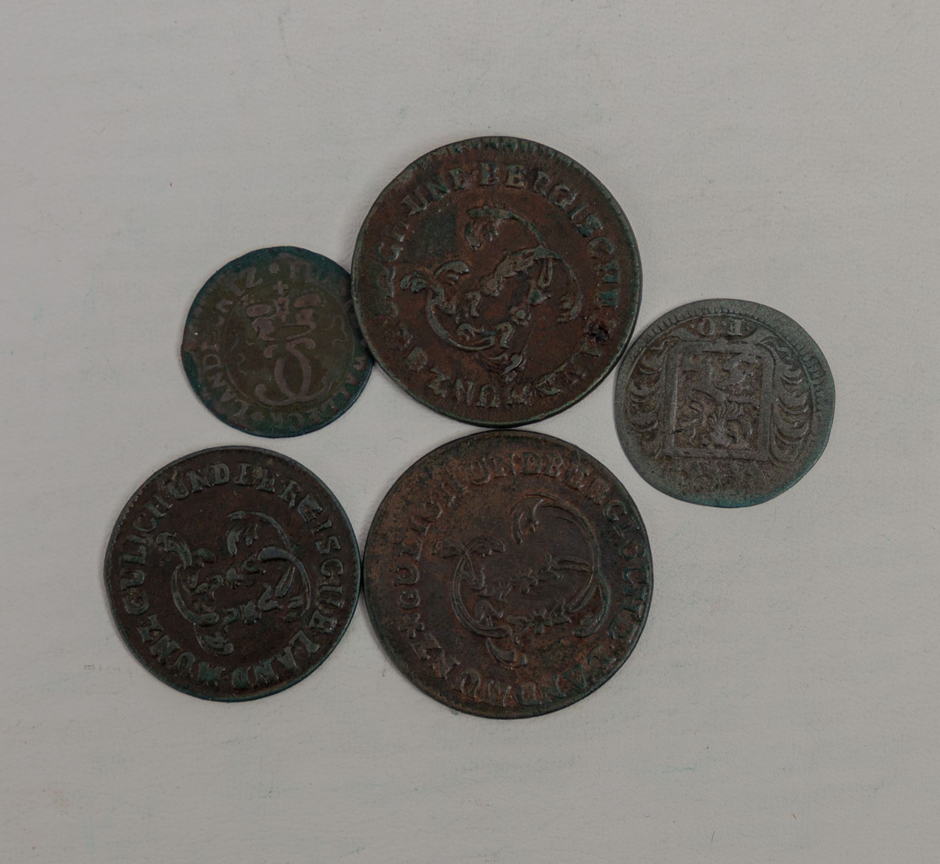 5 Kleinmünzen, Jülich-Berg/Waldeck, 18. Jh.