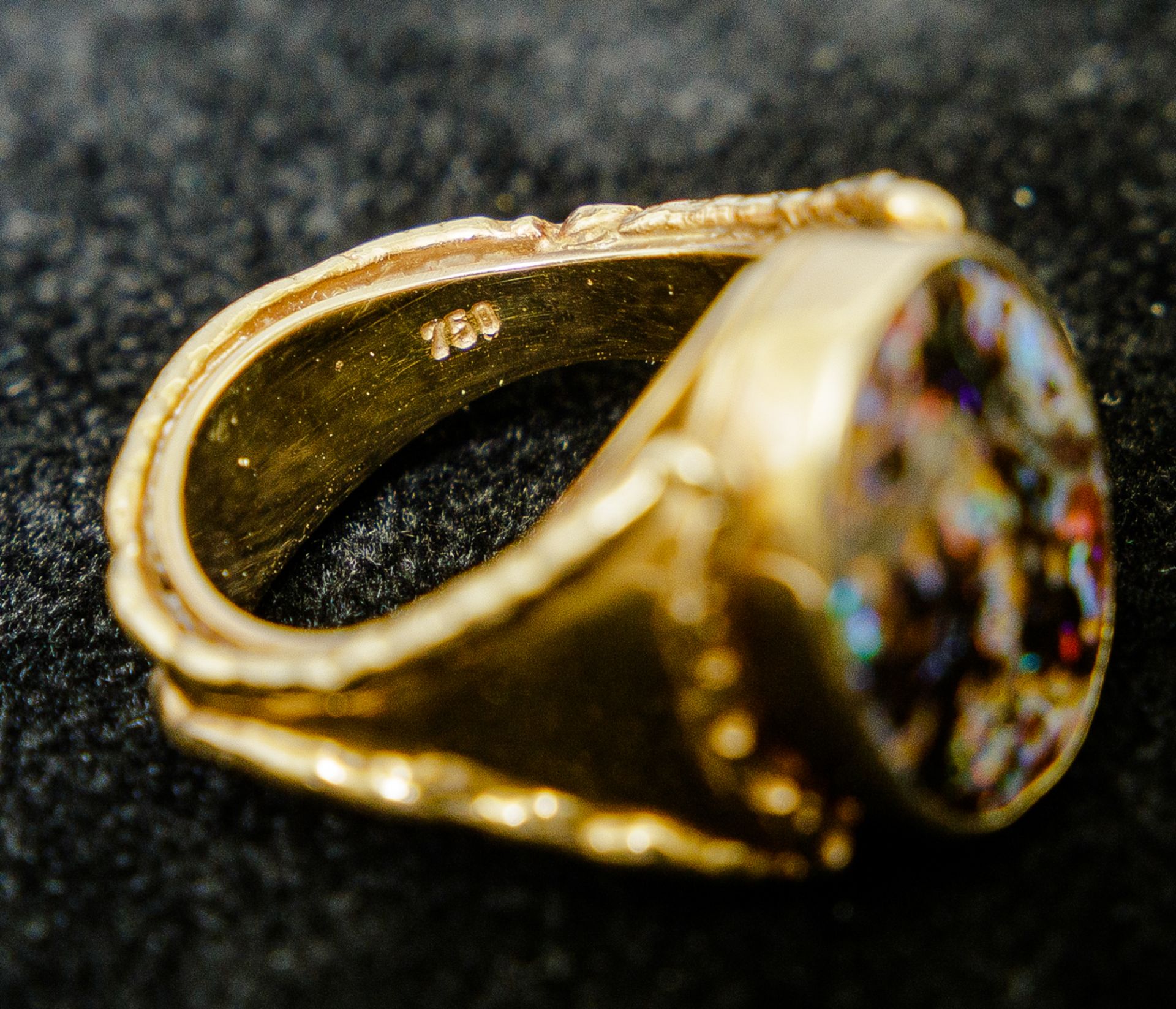 Ring mit ovalem schwarzem Opal, GG 750 - Image 5 of 6