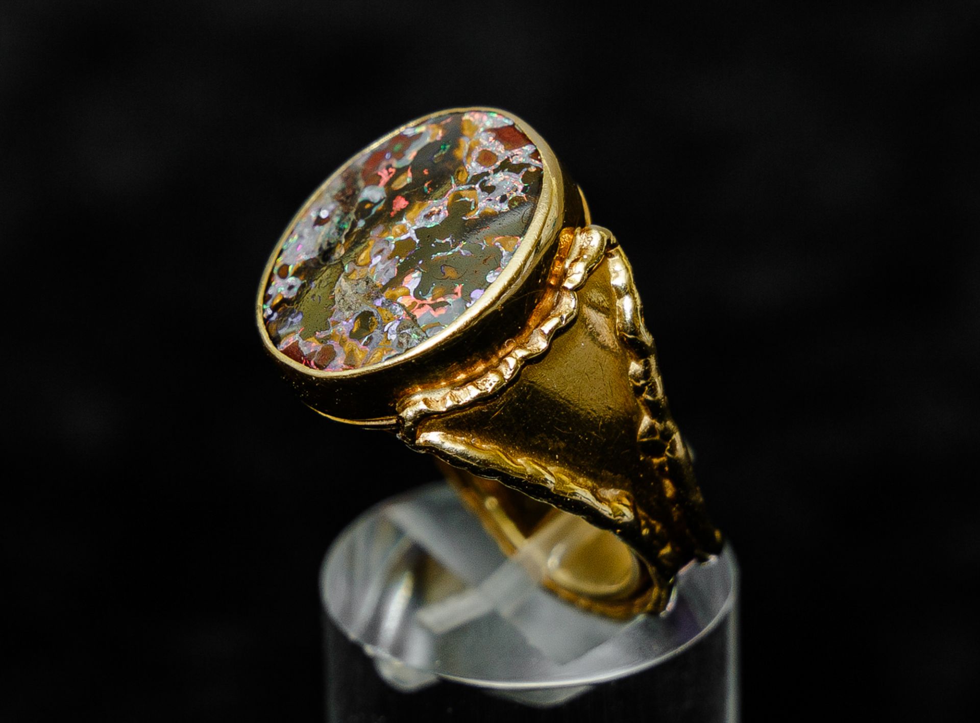Ring mit ovalem schwarzem Opal, GG 750 - Image 4 of 6