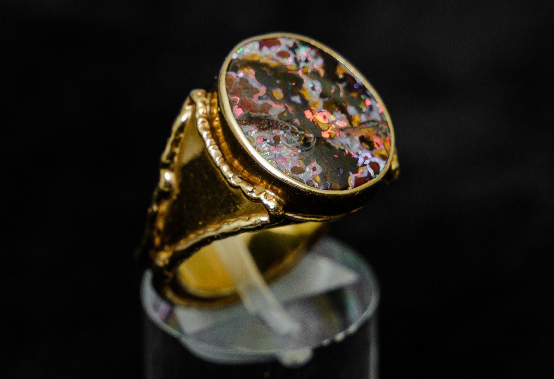 Ring mit ovalem schwarzem Opal, GG 750 - Image 2 of 6