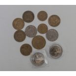 Konvolut 12 Münzen, Euro und saarländische Franken