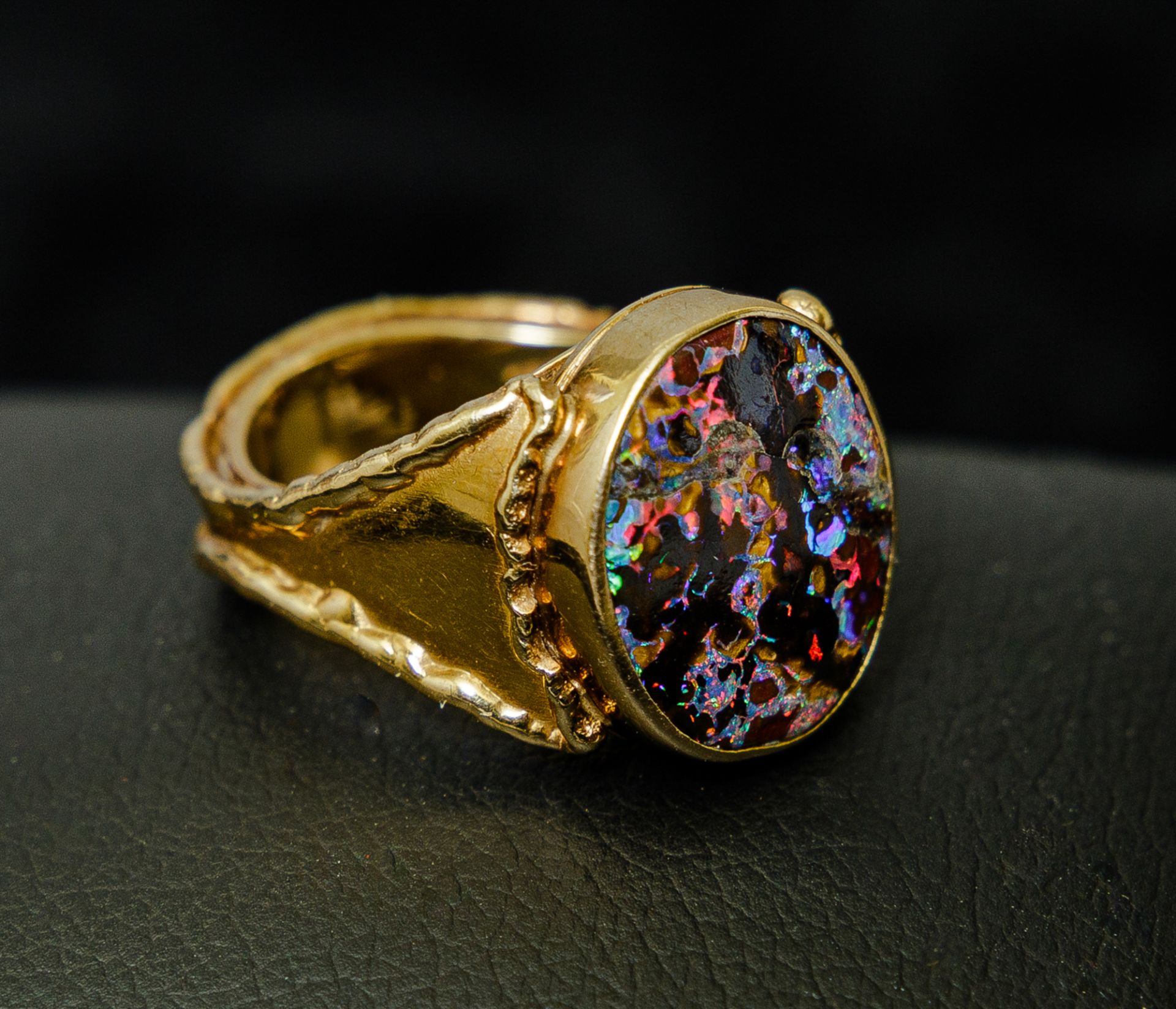 Ring mit ovalem schwarzem Opal, GG 750 - Image 6 of 6