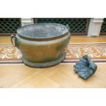 A 19th century copper and brass oval two handled wine cooler with removal zinc liner, together a