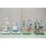 A collection of four Rye Pottery figures including a gardener, pastry cook, chef and lady with