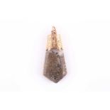 A Victorian gold quartz fob, set with a large gold quartz stone in a yellow metal cap with jump ring