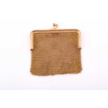 A French 9ct yellow gold mesh purse, the straight frame struck with 9K mark, 7.5cm high, 7.5cm wide,