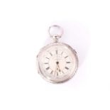 A Victorian silver cased centre seconds chronograph the white enamelled dial with inner Roman