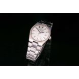 A 34.5mm Omega Automatic Geneve stainless steel gents watch with date at 3 o'clock, silver dial