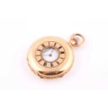 A late Victorian 18ct gold half-hunter cased keyless fob watch, circa 1895, Am. Watch Co, Waltham,