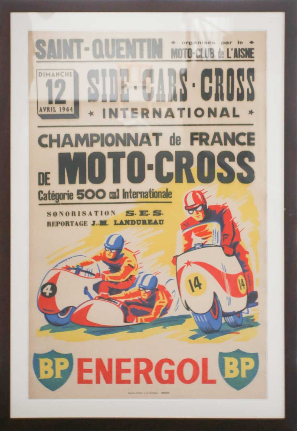 An original mid-20th century French advertising poster of Motorsport interest for the 'Championnat