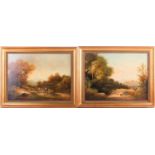 Peter Negyesi (b.1920), two rural landscapes, oils on board, signed, 29.3 cm x 39 cm in gilt frames.