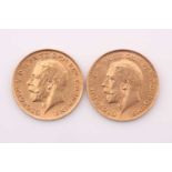 Two George V half sovereigns, dated 1913 and 1914.Qty: 2