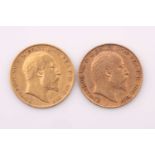 Two Edward VII half sovereigns, each dated 1909.Qty: 2