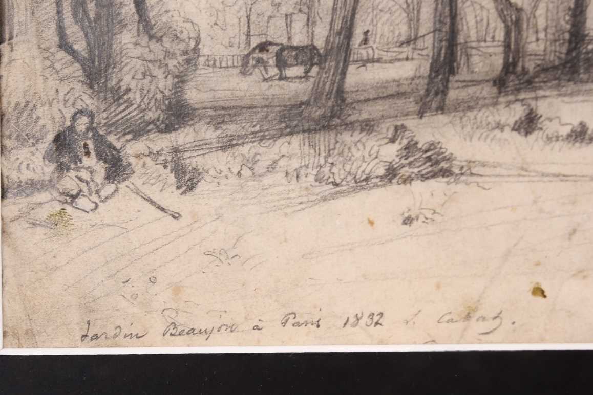 Nicholas-Louis Cabat (1812-1893) French, a preparatory pencil sketch on paper, for 'Le Jardin - Image 3 of 4