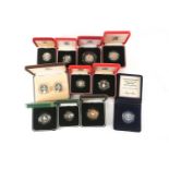 A collecton of Royal Mint Silver Proof Piedfort uncirculated coins to include a 1981 one pound, a