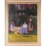 Bruce Yardley (b.1962), 'Chequered Tablecloth, Glyndebourne', oil on canvas, signed to lower left