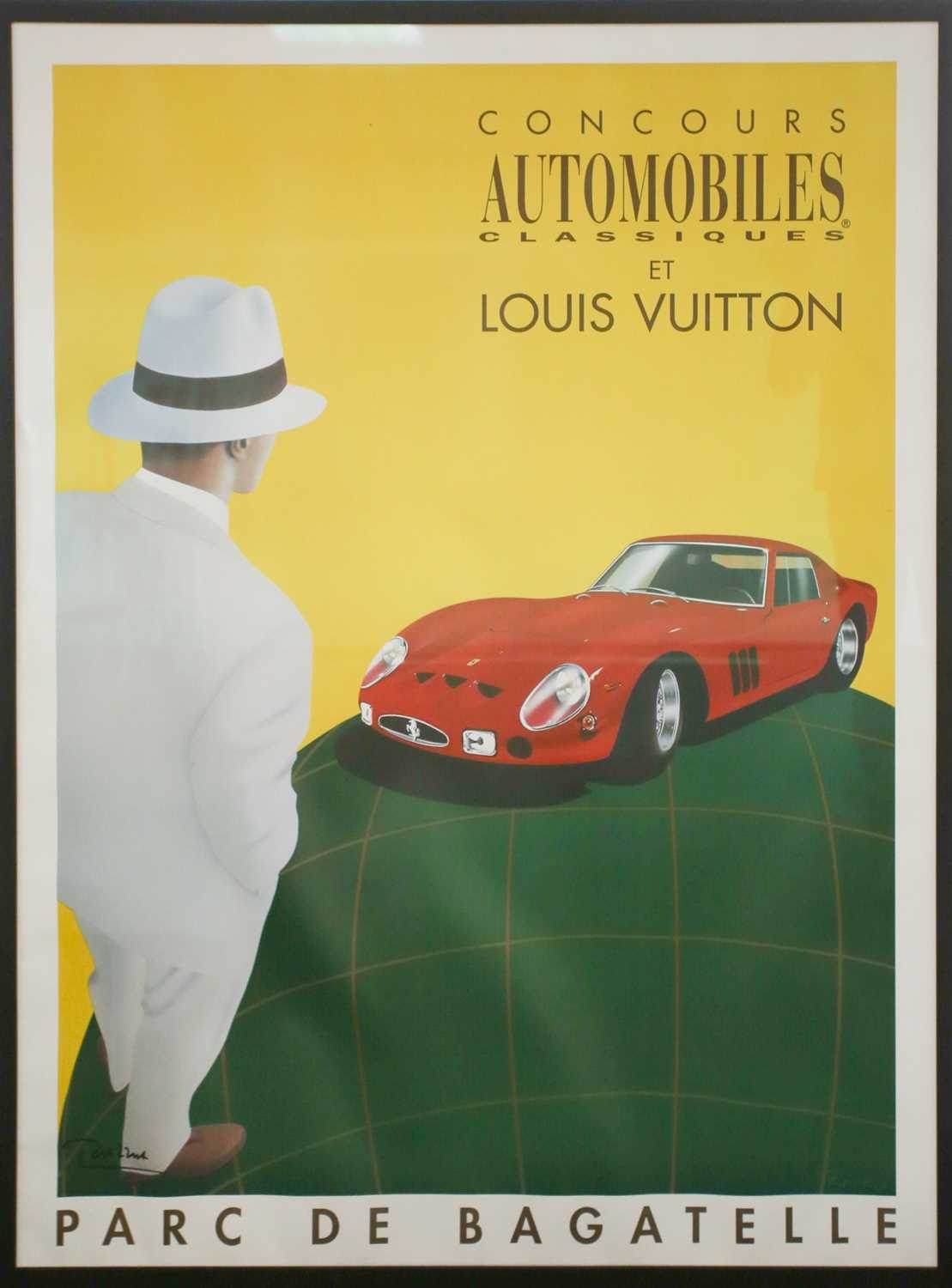 A large 20th century Louis Vuitton advertising poster, designed by Razzia, 'Concours Automobiles