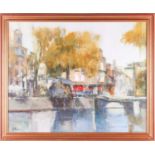 Francesc Sillue (b.1936), a Canal scene, oil on canvas, signed and dated '78, 59 cms by 75 cms in