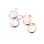 A lot consisting of four open face pocket watches, the first is branded 'Limit' with a white