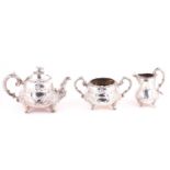 A Victorian three-piece silver tea set, London 1846 & 1849 by Edward, John & William Barnard. The
