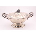 An Italian Pinci of Rome 18th-century style oval, silver (800) two-handled tureen and cover, 20th