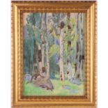 Hans Sandreuter (1850-1901) Swiss, woodland scene, watercolour, signed to lower left corner, 35 cm x