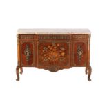 A Louis XV style marble-topped commode vantaux, 20th century, fitted a pair of central deep