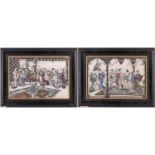 19th-century European school, a pair of watercolours, figures in interior scenes, each signed with