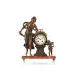 A French 8-day figural mantle clock, early 20th, century, depicting the disarming of Cupid after L &