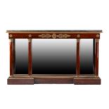 A French Empire marble-topped figured rosewood mirror backed side table, the first quarter of the