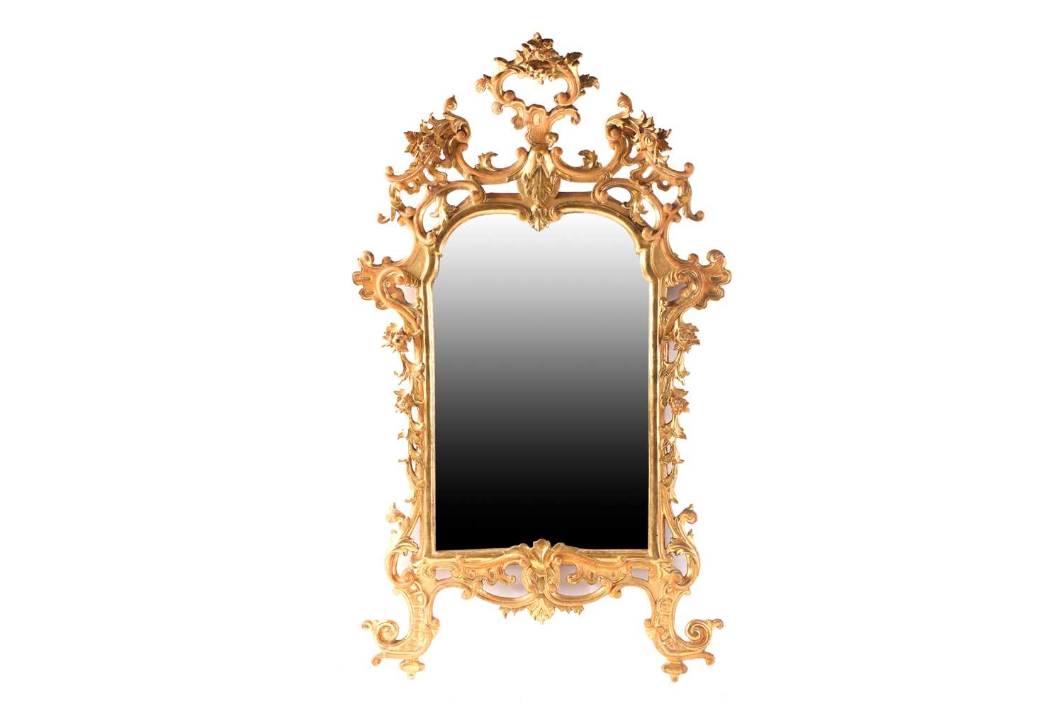 An 18th-century style Italian Piedmont style carved wood and gilt gesso arch-topped wall mirror,