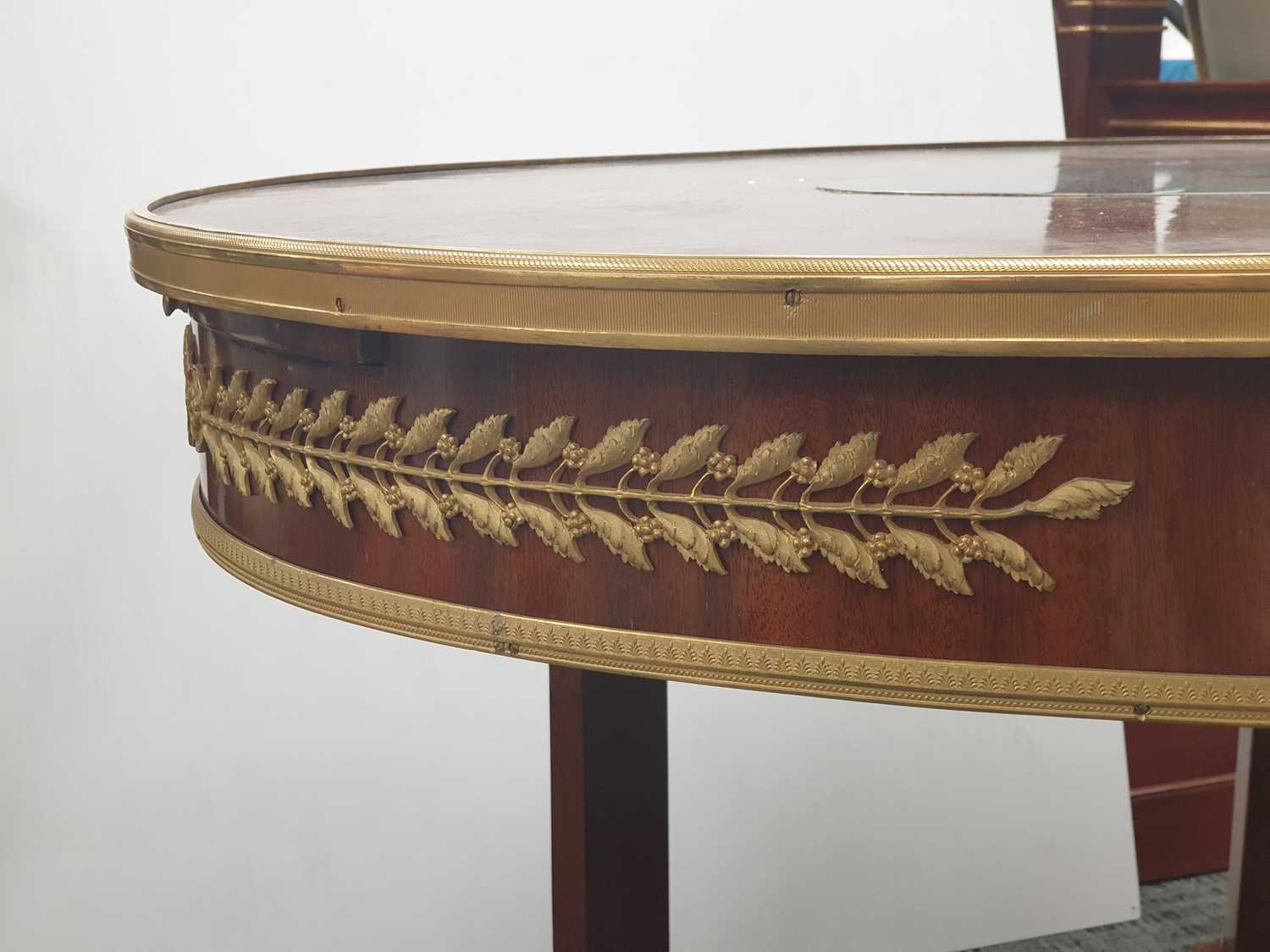 An Empire-style ormolu mounted mahogany oval center table, possibly Spanish first quarter of the - Image 7 of 9