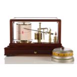 An F. Darton & Coles mahogany cased barograph with bevelled glass panels and a frieze drawer