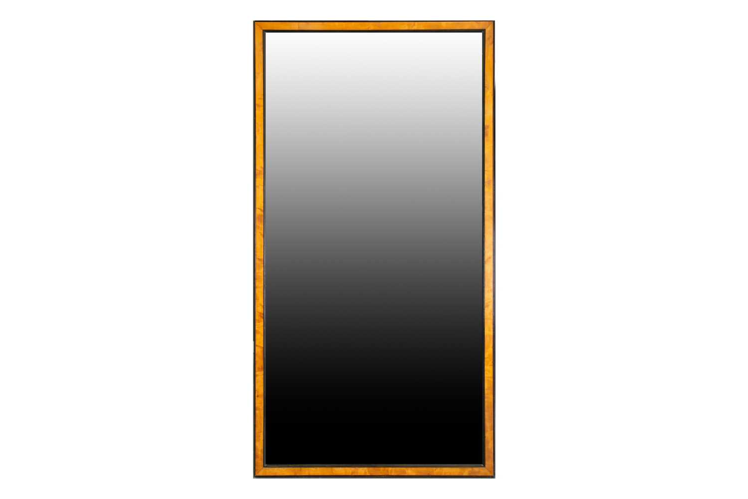 A late Victorian figured satinwood and ebonized rectangular wall mirror with moulded edge and one - Image 2 of 3