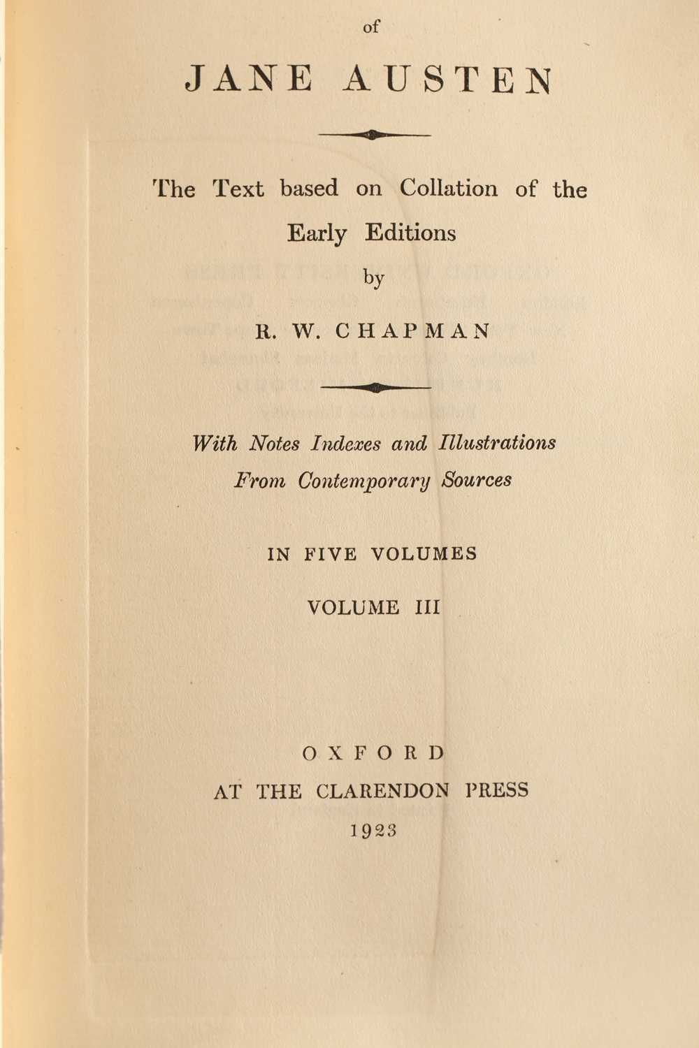 Austen, Jane; 'The Novels of..' in five volumes, The Text Based on Collation of the Early Editions - Image 10 of 24