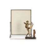After Ferdinand Preiss, an Art Deco table lighter, modelled as a female dancer on a rectangular