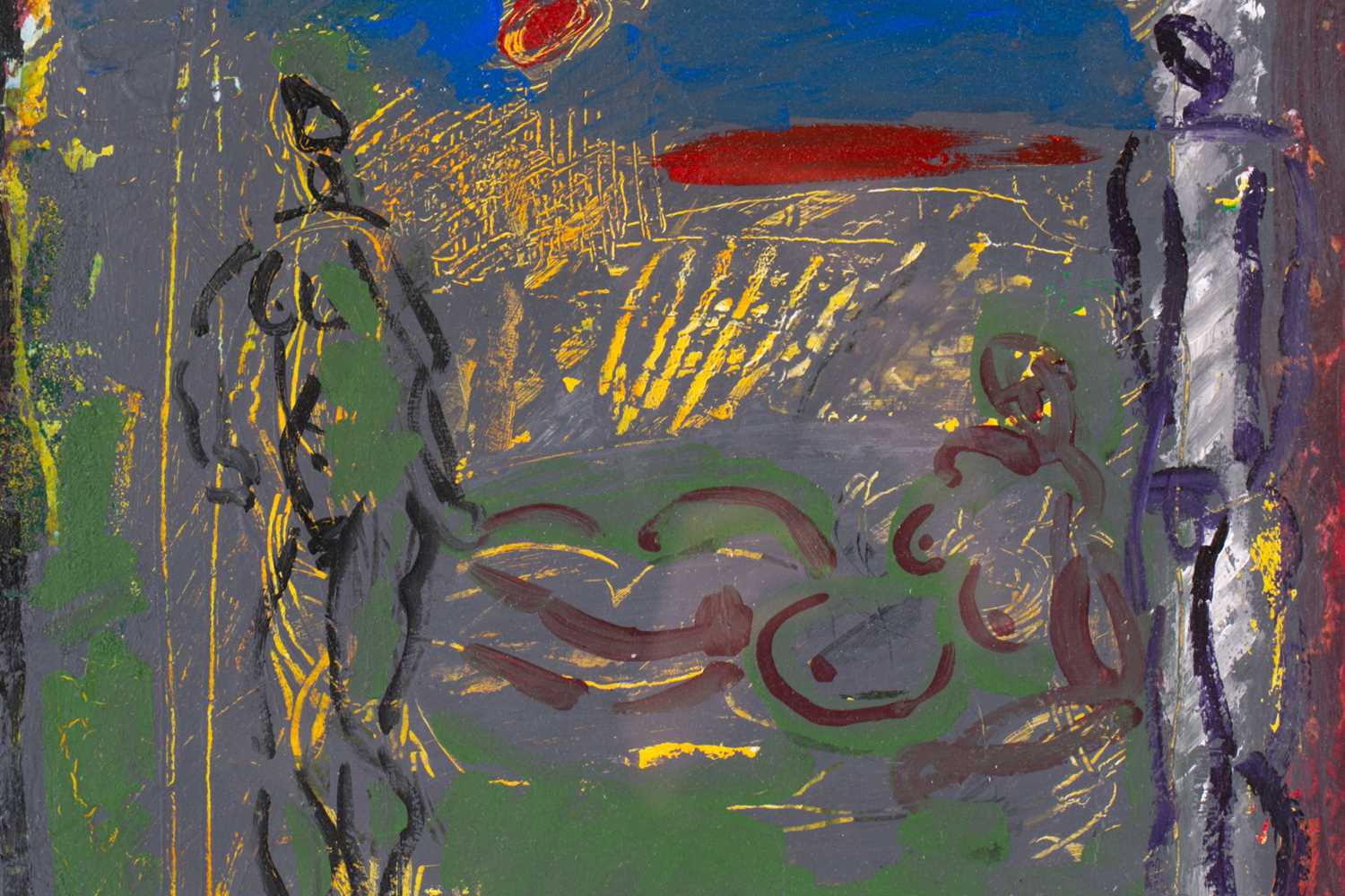 Breur Tidman (b.1939), 'Three Figures', 1994, acrylic on card, signed to lower left corner, 41 cm - Image 3 of 3