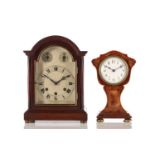 An early 20th- century Gustav Becker quarter "Westminster" chiming mantle clock with a mahogany
