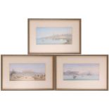 Vincenzo D'Esposito (1886-1946) Maltese, three watercolours, views of Valetta in Malta, each signed,